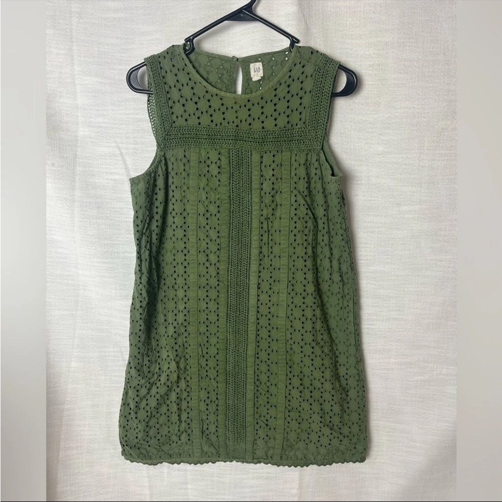 GAP Green Eyelet Sleeveless MIDI Dress